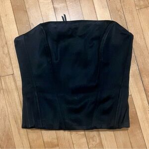 Aritzia Black Satin Castle Ten Bustier Strapless Top